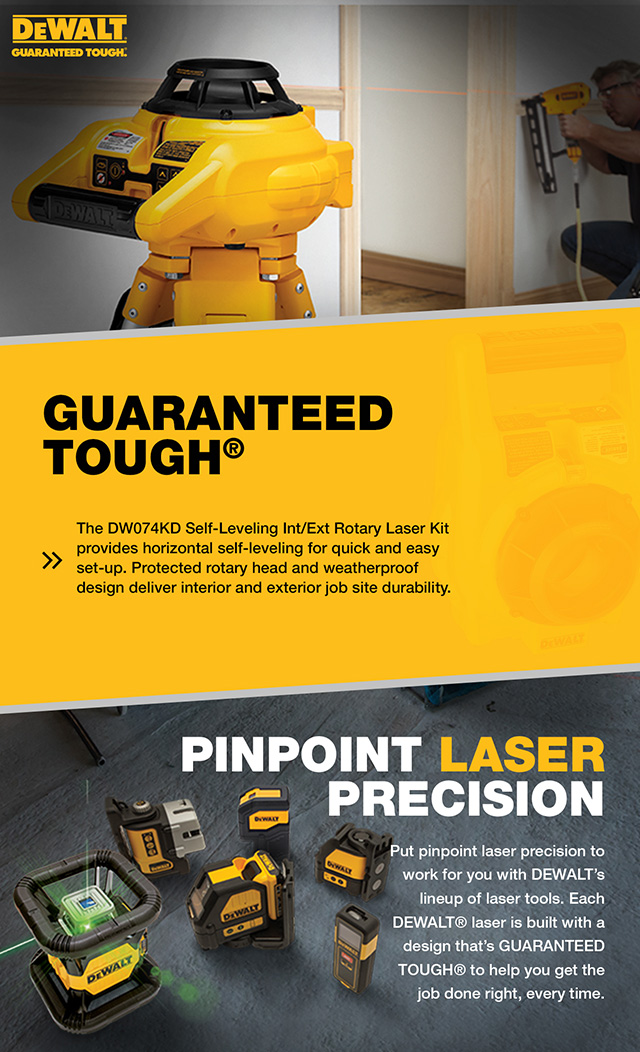 DEWALT Self-Leveling Interior and Exterior Rotary Laser Level Kit